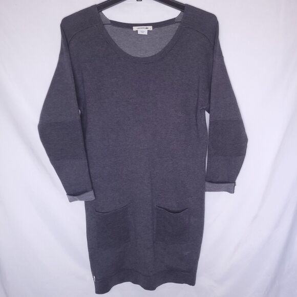 Lacoste Sweater Dress 36 Small Gray Tunic - Picture 1 of 10
